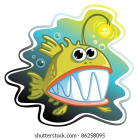 Monster fish lighting its way through dark ocean