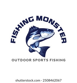 Monster Fish Logo Design. Fishing Logo Design Illustration Vector