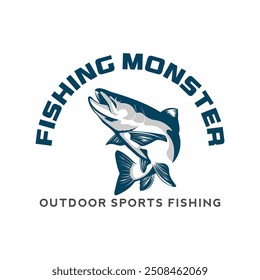 Monster Fish Logo Design. Fishing Logo Design Illustration Vector