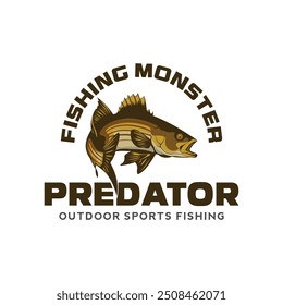 Monster Fish Logo Design. Fishing Logo Design Illustration Vector