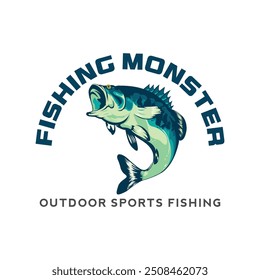 Monster Fish Logo Design. Fishing Logo Design Illustration Vector