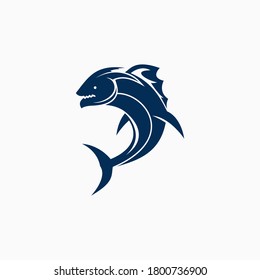 Monster fish logo  design vector template