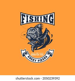 Monster Fishing T-shirt Design Vector