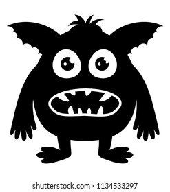 
A monster with fluffy ears and denticles characterizing halloween monster 
