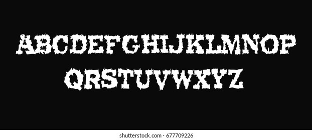 Monster font - halloween font vector - white scary font