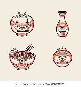 Monster Food Bowls e navios ilustração
