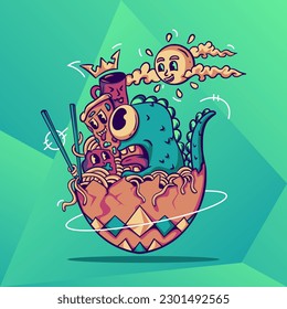 Monster food on egg shells Illustration for apparel, merchandise or other