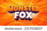 Monster fox 3d editable vector text effect. Comic style text effect.