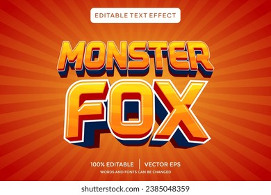 monster fox 3D text effect template