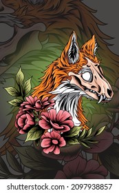 Monster fox head vector illustration