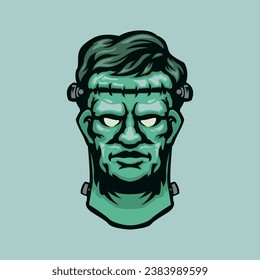 Monster Frankenstein Illustration head vector