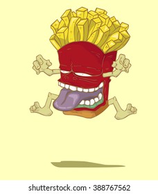 Monster French Fries. Junk food vector and illustration design