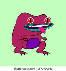 monster frog laughing out loud, streetwear or t-shirt design