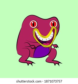 monster frog laughing out loud, streetwear or t-shirt design