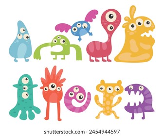 Monster Funny and Cute Monster Cartoon Character, Monster Mascot, Halloween Monsters Clip Arts Set Vector File