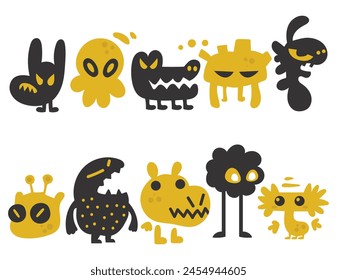 Monster Funny and Cute Monster Cartoon Character, Monster Mascot, Halloween Monsters Clip Arts Set Vector File