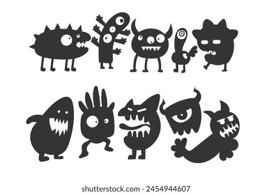 Monster Funny and Cute Monster Cartoon Character, Monster Mascot, Halloween Monsters Clip Arts Set Vector File