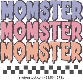 Monster Funny Retro Halloween Mom T Shirt Design