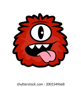 Monster furry cartoon with big eye,cartoon vector,alien monster illustration,isolated cartoon on white background.