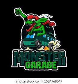 monster garage mascot logo design