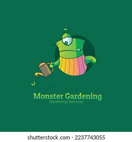 Monster gardening services vector logo design.