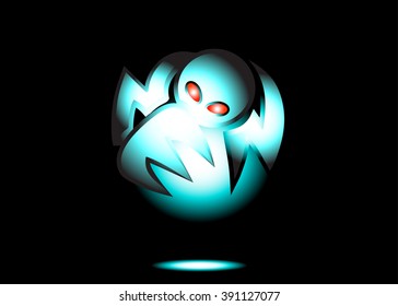 Monster with glowing ball,background