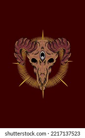 Monster goat skull vector illustration