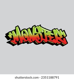 monster graffiti vector tagging letter word text street art