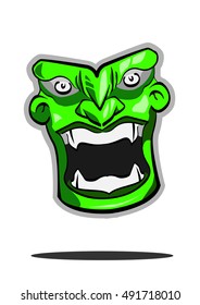 monster green face vector illustration