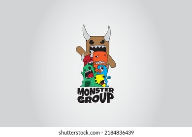 MONSTER GROUP LOGO TEMPLATES VECTOR FREE DOWNLOAD