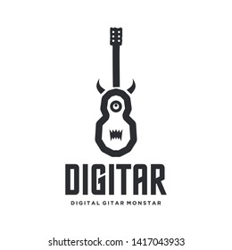 monster guitar logo vector, modern