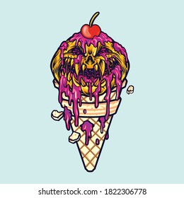 Monster Halloween Ice Cream illustrations for your work and merchandise 