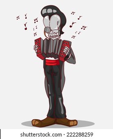 Monster in Halloween night/skeleton play accordion / create vector cartoon monster