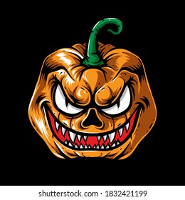 vector de cabeza de calabaza de halloween monstruo