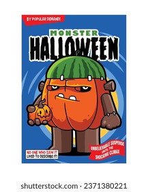 MONSTER HALLOWEEN. Spooky Halloween Cartoon Character Illustration.