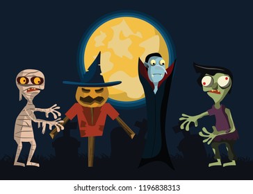 monster in halloween vector illustration 