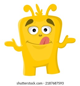 What? Monster. halloween vector illustration, isolated cartoon on white background.