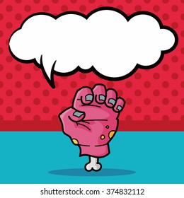 monster hand doodle, speech bubble