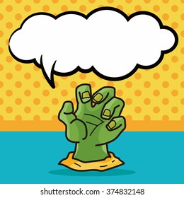 monster hand doodle, speech bubble