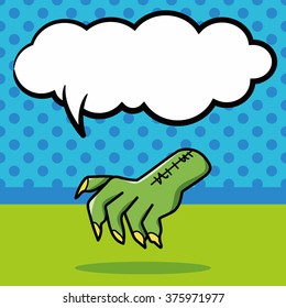 monster hand doodle, speech bubble