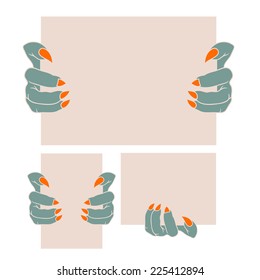 Monster hand hold blank paper,Vector idea concept