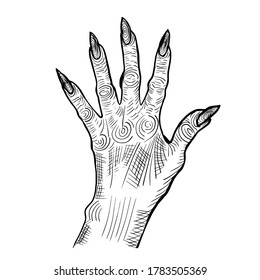Monster hand holding a line. Vector illustration