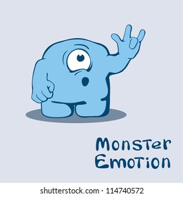monster hand  making a 'rock on' symbol
