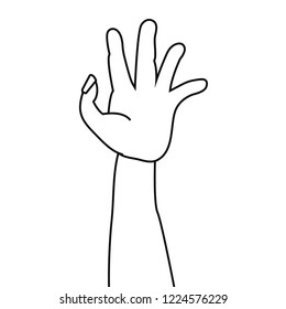 monster hand on white background