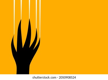 Monster hand scratch on yellow background, Halloween party texture,element template for poster,brochures,online sale marketing  advertising,vector illustration  