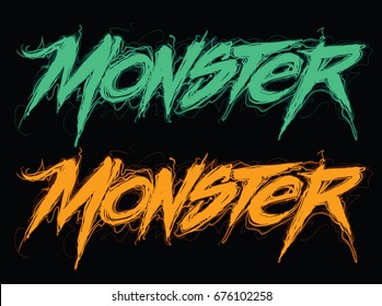 Monster. Handwritten modern brush lettering