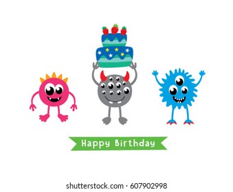  monster happy birthday greeting card