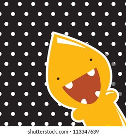 Monster happy birthday, or valentine's card with cute monster, vector
