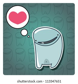 Monster happy birthday, or valentine's card with cute monster, vector