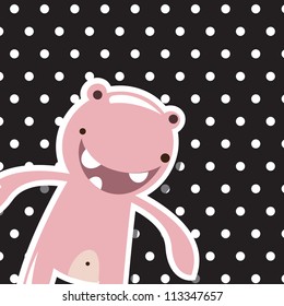 Monster happy birthday, or valentine's card with cute monster, vector